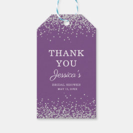 Lila Silver Glitter Möhippa Tack Presentetikett