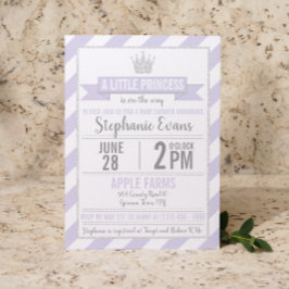 Lila Silver Glitter Princess Birthday bjudande Inbjudningar