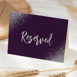 Lila Silver Glitter Reserverad Bröllopsplats Kort