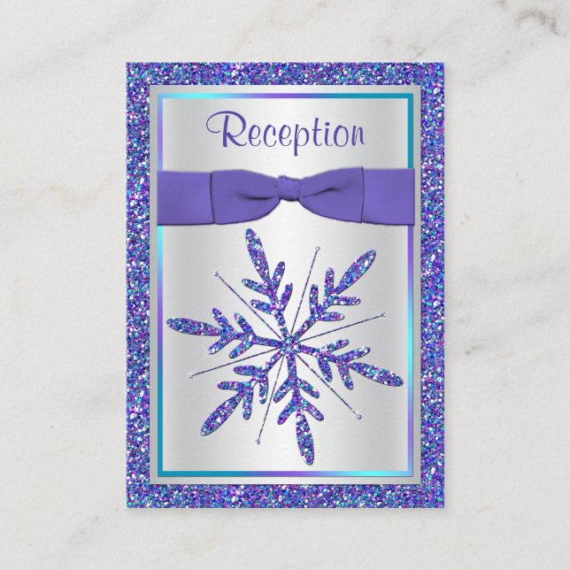 Lila, Silver-Glitter-snöflingkort Tilläggskort (Framsida)