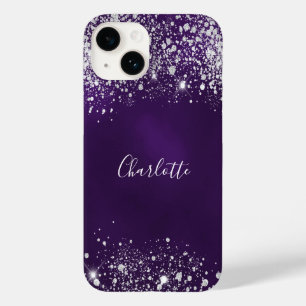 Lila silver glitter stoftmonogram namn