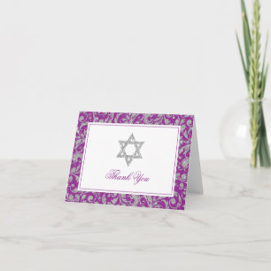 Lila Silver Glitter Swirl Damask Tack Kort