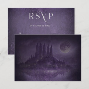 Lila Silver Gothic Romantisk Bröllops-RSVP OSA Kort