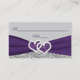 Lila, Silver, Grått Kärlek Hearts Bröllop Placeringskort