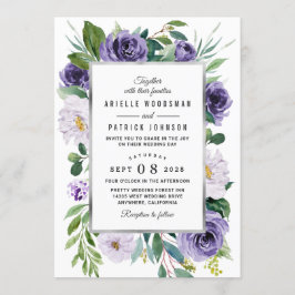 Lila Silver Grått Watercolor Blommigt Bröllop Inbjudningar