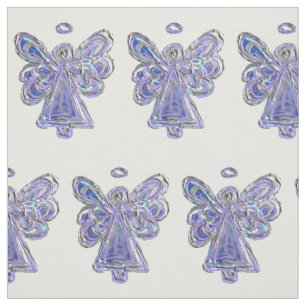 Lila Silver Guardian Angel Art Fabric Material Tyg