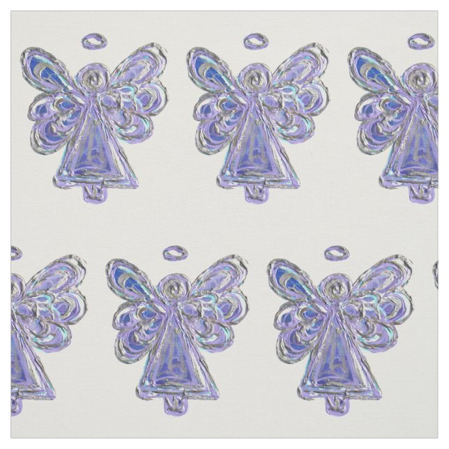 Lila Silver Guardian Angel Art Fabric Material Tyg (Provkarta)