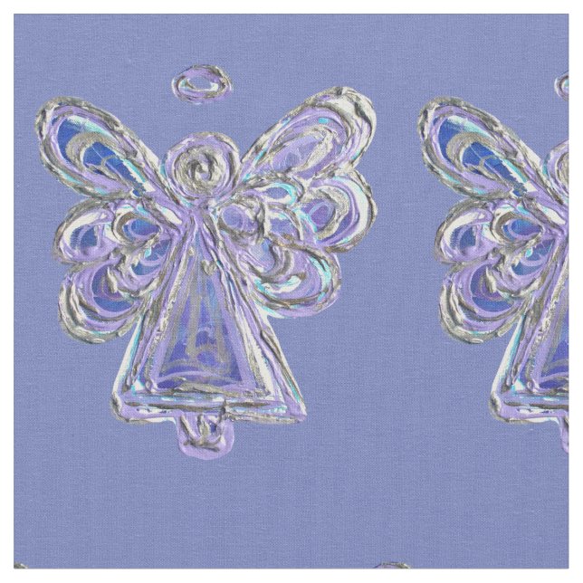 Lila Silver Guardian Angel Art Fabric Material Tyg (Närbild)
