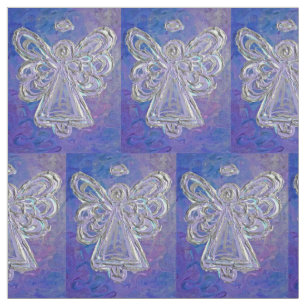 Lila Silver Guardian Angel Art Fabric Material Tyg