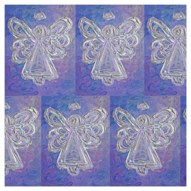 Lila Silver Guardian Angel Art Fabric Material Tyg (Provkarta)