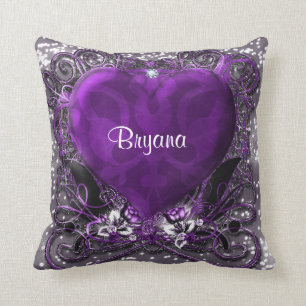 Lila & Silver Heart Gnistra Glamor Bling Kudde