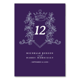 Lila Silver hjärta krona bröllop Bordsnummer