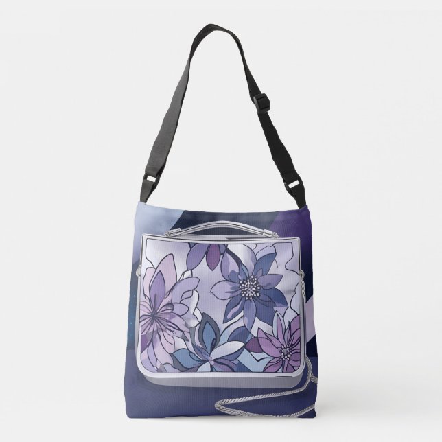 Lila Silver Joy AI art Axelväska (Baksida)