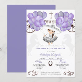 Lila Silver Mexikanska Baby Charra Blegons Baptism Inbjudningar