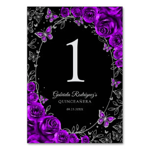 Lila Silver Quinceanera Bordsnummer