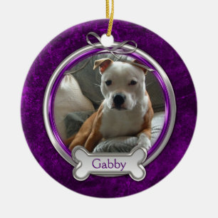 Lila Silver Ribbon Pet Photo jul Ornament