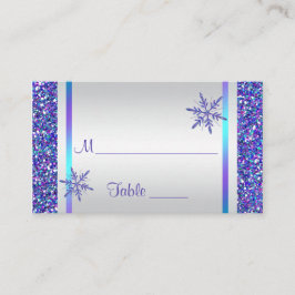 Lila, Silver Snöflingor Quinceanera-platskort Placeringskort
