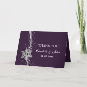 lila Silver Snöflingor Winter-Tack Tack Kort