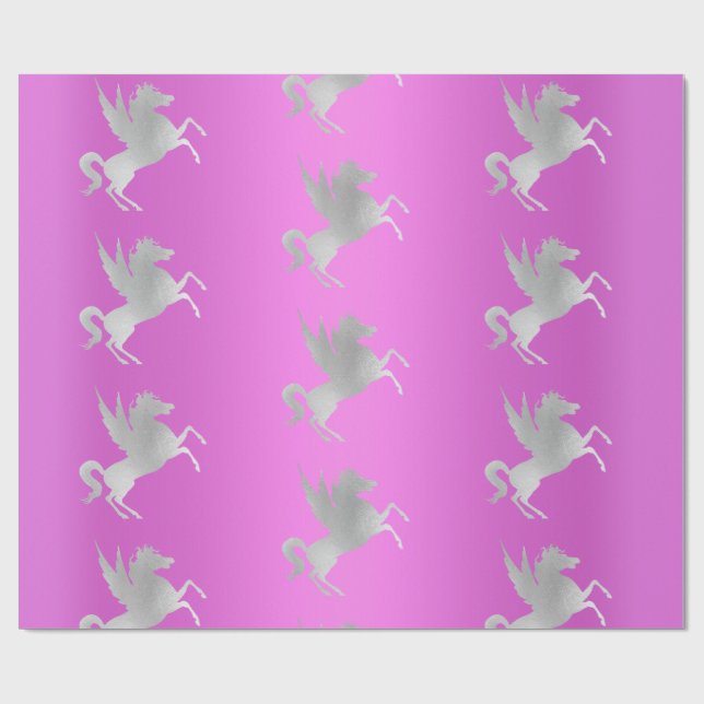 LILA SILVER UNICORN BIRTHDAY BRÖLLOP WRAP PRESENTPAPPER (Platt)
