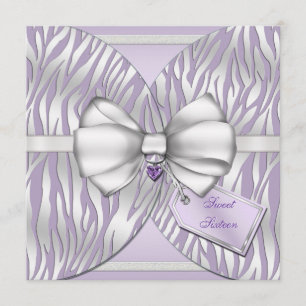 Lila Silver Zebra Inbjudan ribbon och judiskt bin