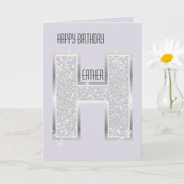 Lila Silverglitter Bokstav H Kort (Liten växt)