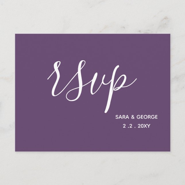 Lila Simple Calligraphy Modern OSA kort (Framsida)