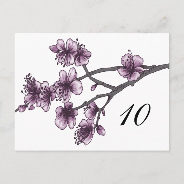 Lila Simple Cherry Blommars Bordsnummer (Framsida)