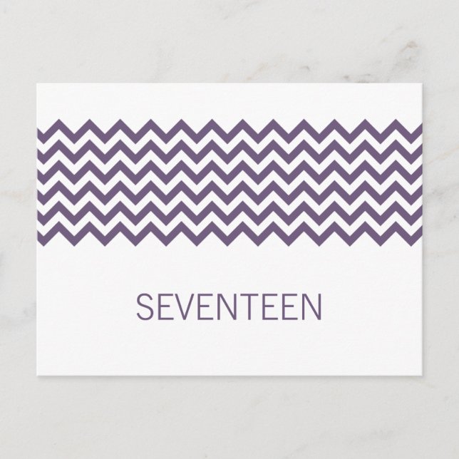 Lila Simple Chevron Bordsnummer Postcard (Framsida)