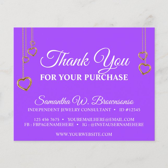 Lila Simple Clean Heart Guld Tack (Framsida)