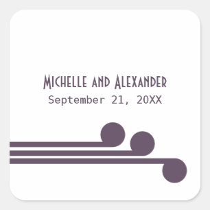 Lila Simple Deco Chic Wedding Stickers Fyrkantigt Klistermärke
