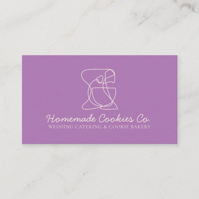 Lila Simple Homemade Food Bakery Cooker Visitkort (Framsida)