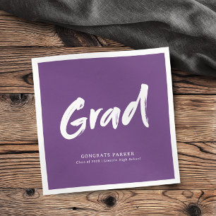 Lila Simple Modern Push Script Grad Party Pappersservett