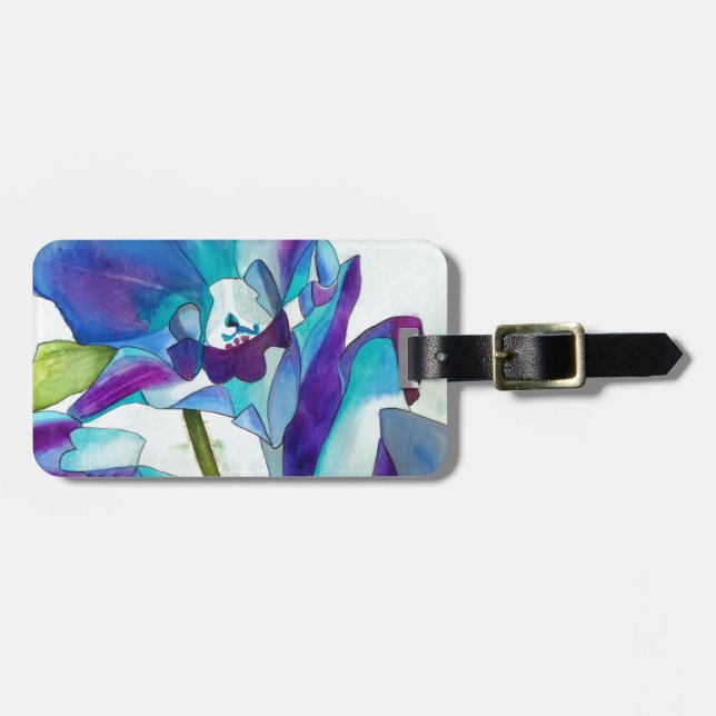 Lila Singapores vattenfärgkonst för orkidéblommor Bagagebricka (Horisontell Framsida)