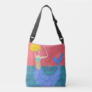 Lila Sjöjungfru Abstrakt Art Beach Bag Axelväska