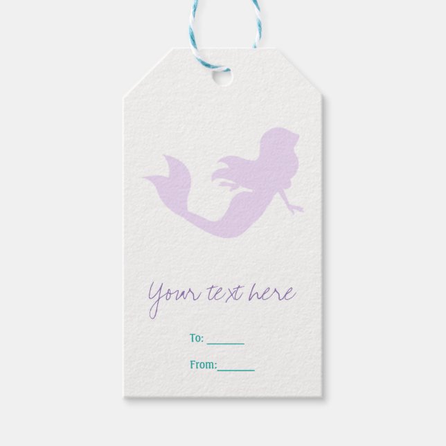 Lila Sjöjungfru Beach Bling Födelsedagsfest Favori Presentetikett (Framsidan)