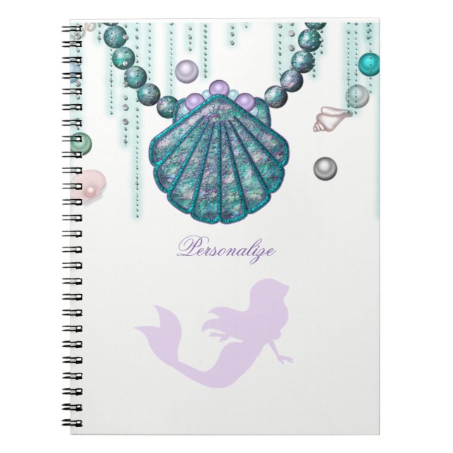 Lila Sjöjungfru Beach Bling Glam Gnistra Anpassnin Anteckningsbok Med Spiral (Framsidan)