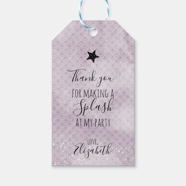 Lila Sjöjungfru Födelsedagsfest Gift-Märkre Presentetikett (Framsidan)
