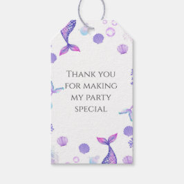 Lila Sjöjungfru Födelsedagsfest Presentetikett