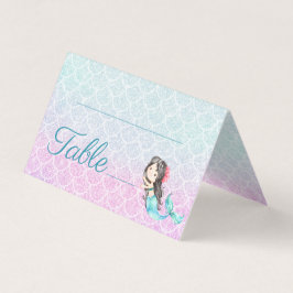 Lila Sjöjungfru Girl's Baby Shower Bordsnummer Kort