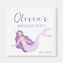 Lila Sjöjungfru Girls Personlig Birthday Magnet