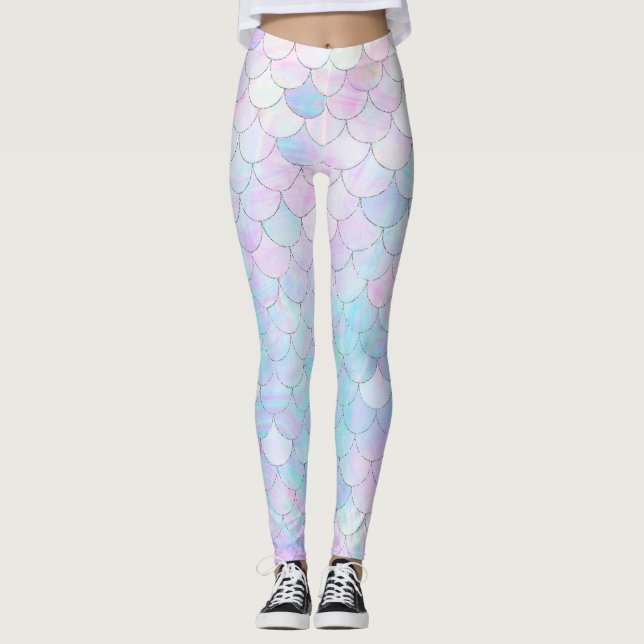 Lila Sjöjungfru Holograf Iridescent Leggings (Framsida)