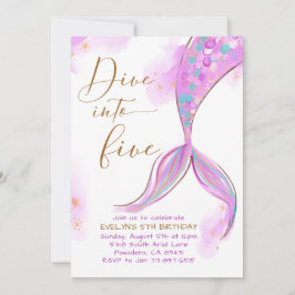 Lila Sjöjungfru indelas i fem femte Födelsedagsfes Inbjudningar