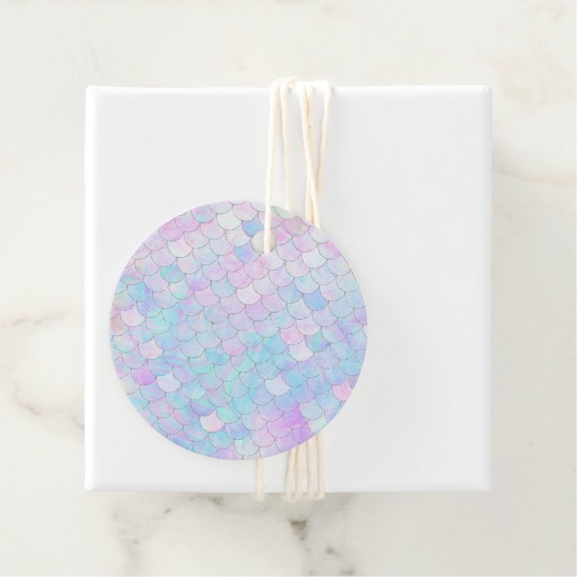 Lila Sjöjungfru Iridescent Holograf Gåvor Etiketter (På plats)