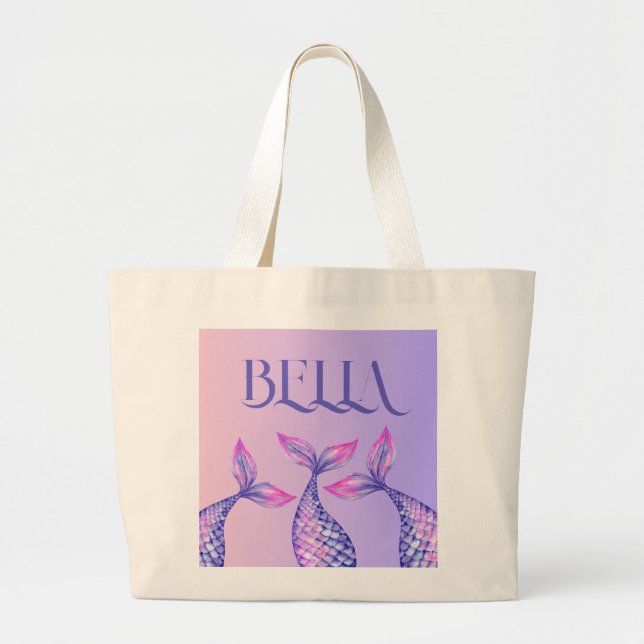 Lila Sjöjungfru Namn Kids Tote Bag Jumbo Tygkasse (Framsidan)