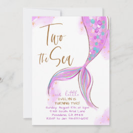 Lila Sjöjungfru Party 2 Havets andra födelsedag Inbjudningar