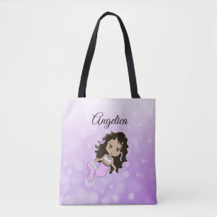 Lila Sjöjungfru Personlig Tote Bag Tygkasse
