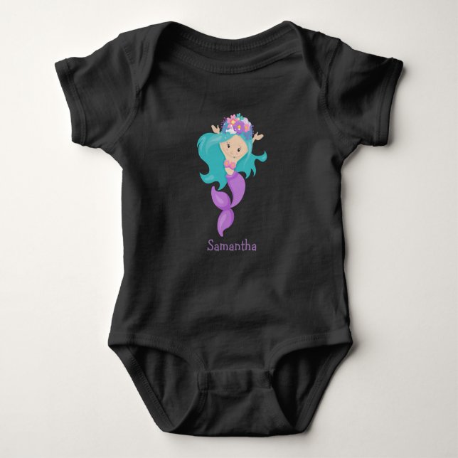 Lila sjöjungfru present t shirt (Framsida)
