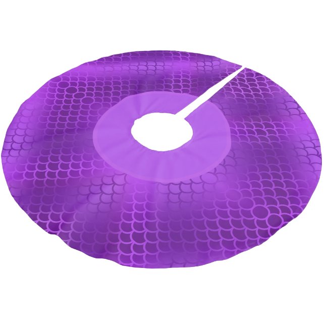 Lila sjöjungfru skalor mönster julgransmatta borstad polyester (Vinklad)