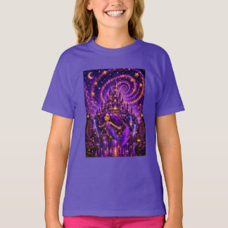 Lila sjöjungfru stjärn spiral fantasy slott konst t shirt