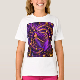 Lila sjöjungfru stjärn spiral fantasy slott konst t shirt